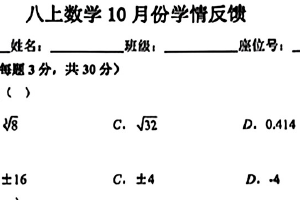江苏省镇江市外国语学校2025-2026学年上学期10月月考八年级数学试卷（无答案）