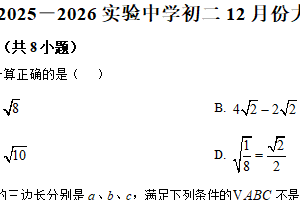 江苏省苏州市常熟市实验中学2025-2026学年上学期12月份八年级大单元统一数学作业（含解析）