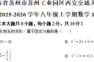 江苏省苏州市苏州工业园区西安交通大学苏州附属中学2025-2026学年八年级上学期数学10月月考试卷（含解析）