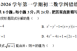 江苏省苏州市张家港市外国语学校2025-2026学年上学期八年级数学纠错练习C02（含解析）