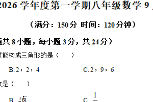 江苏省宿迁市南京师范大学附属中学宿迁分校2025-2026学年八年级上学期第一次月考数学试卷（含解析）