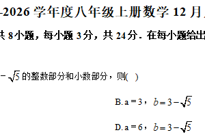 江苏省宿迁市实验学校2025-2026学年八年级上学期数学12月月考试卷（含解析）
