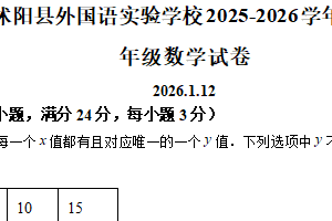江苏省宿迁市沭阳县外国语实验学校2025-2026学年上学期1月月考八年级数学试卷（含解析）