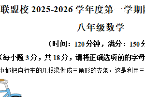 江苏省泰州市靖江市2025-2026学年八年级上学期10月七校联考数学试卷（含解析）