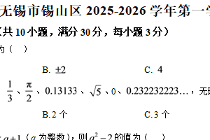 江苏省无锡市锡山区2025-2026学年八年级上学期数学检测试题（含解析）