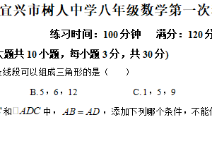 江苏省无锡市宜兴市树人中学2025-2026学年八年级上学期10月月考数学试卷（含解析）