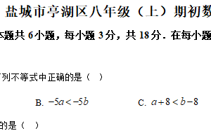 江苏省盐城市亭湖区2025-2026学年八年级上学期期初数学练习卷（含解析）