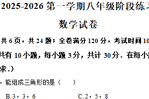 江苏省镇江市经开区2025~2026学年上学期阶段性学习评价八年级数学试卷（含解析）