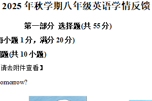 江苏省泰州市泰兴市黄桥初级中学2025-2026学年八年级上学期第二次英语学情反馈试卷（含解析+听力音频）