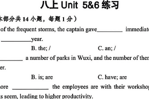 江苏省无锡市金桥双语实验学校2025-2026学年八年级上学期Unit 5 – Unit 6 月考英语试题（含答案）