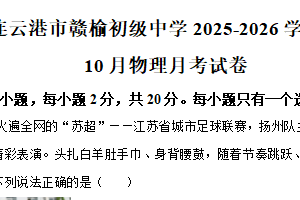 江苏省连云港市赣榆区连云港市赣榆初级中学2025-2026学年八年级上学期10月月考物理试题（含解析）