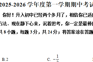 江苏省淮安市淮阴中学新城校区2025-2026学年上学期11月期中七年级数学试题（含解析）