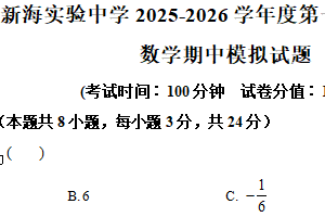 江苏省连云港市新海实验中学2025-2026学年七年级上学期苏科版数学期中模拟试卷（含解析）