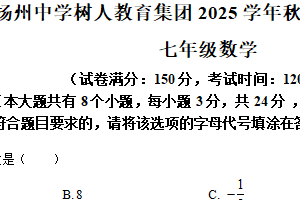 江苏省扬州市树人集团2025-2026学年七年级上学期11月期中数学试题（含解析）