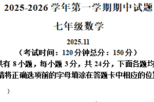 江苏省扬州市仪征市2025-2026学年七年级上学期11月期中数学试题（含解析）