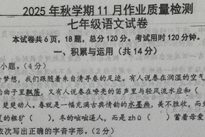 江苏省镇江市丹徒区2025-2026学年七年级上学期期中考试语文试卷（无答案）