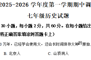 江苏省徐州市沛县2025-2026学年七年级上学期11月期中历史试题（含解析）