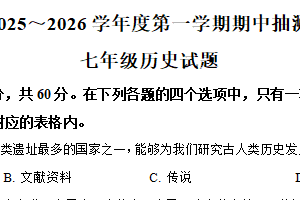 江苏省徐州市新沂市2025-2026学年七年级上学期11月期中历史试题（含解析）