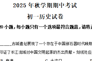江苏省盐城市射阳县实验初级中学2025-2026学年七年级上学期11月期中历史试题（含解析）