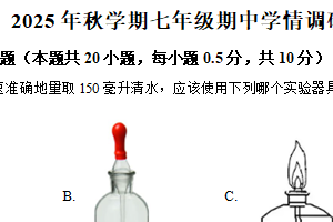 江苏省盐城市阜宁县2025-2026学年七年级上学期期中生物学试题（含解析）