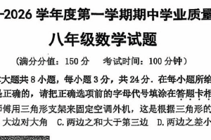 江苏省连云港市灌云县2025-2026学年八年级上学期期中考试数学试卷（含答案）