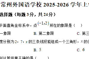江苏省常州外国语学校2025-2026学年上学期八年级期中数学试卷（含解析）
