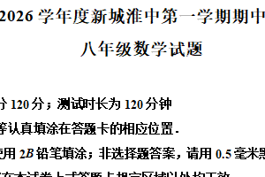 江苏省淮安市淮阴中学新城校区2025-2026学年上学期11月期中八年级数学试题（含解析）