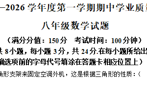 江苏省连云港市灌南县2025-2026学年八年级上学期11月期中数学试题（含解析）