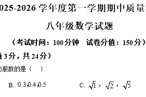 江苏省连云港市新海实验中学2025-2026学年八年级上学期期中数学试题（含解析）