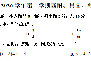 江苏省苏州市西附、景文、独墅湖样联考2025-2026学年上学期八年级数学期中试卷（含解析）