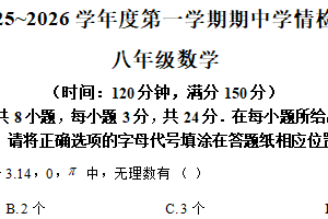 江苏省宿迁市沭阳县乡镇期中联考2025-2026学年八年级上学期11月期中数学试题（含解析）