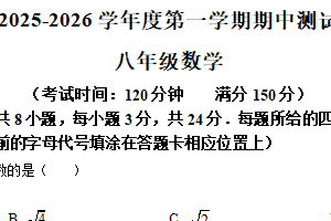 江苏省扬州市宝应县2025-2026学年八年级上学期11月期中数学试题（含解析）