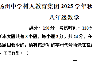 江苏省扬州市扬州中学树人教育集团2025-2026学年八年级上学期数学期中试卷（含解析）