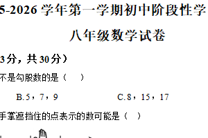 江苏省镇江市京口区联考2025-2026学年八年级上学期11月期中数学试题（含解析）