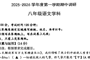 江苏省南京市金陵河西学校2025-2026学年八年级上学期期中考试语文试题（无答案）
