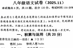 江苏省镇江市丹阳市2025—2026学年八年级上学期11月期中语文试题（无答案）