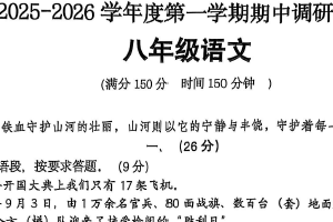 江苏省宿迁市宿城区2025-2026学年八年级上学期11月期中考试语文试题（含答案）