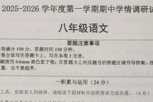 江苏省宿迁市宿城区新区2025-2026学年八年级上学期11月期中联考语文试题（含答案）