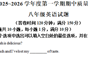 江苏省南通市启东市2025-2026学年八年级上学期11月期中英语试题（含解析）