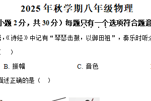 江苏省常州市金坛区2025-2026学年八年级上学期期中考试物理试题（含解析）