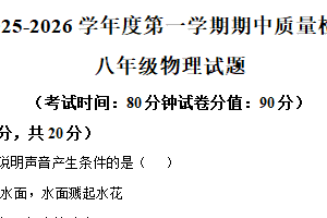 江苏省连云港市新海实验中学、连云港外国语学校2025-2026学年八年级上学期期中考试物理试题（含解析）