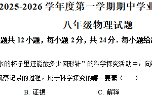 江苏省盐城市亭湖区2025-2026学年八年级上学期11月期中物理试题（含解析）