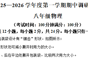 江苏省扬州市仪征市2025-2026学年八年级上学期11月期中物理试题（含解析）