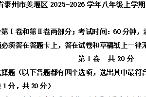 江苏省泰州市姜堰区2025-2026学年八年级上学期11月期中道德与法治试题（含解析）