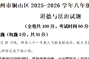 江苏省徐州市铜山区2025-2026学年八年级上学期期中质量自测道德与法治试题（含解析）