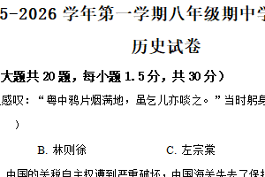 江苏省宿迁市泗阳县2025-2026学年八年级上学期期中学业水平监测历史试卷（含解析）