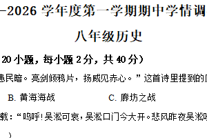 江苏省宿迁市宿城区新区2025-2026学年八年级上学期11月期中历史试题（含解析）