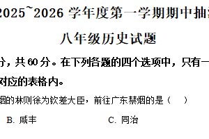 江苏省徐州市新沂市2025-2026学年八年级上学期期中历史试题（含解析）