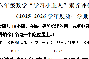 2025-2026学年江苏省南通市崇川区苏教版六年级上册期中“学习小主人”素养评价测试数学试卷（一）（含解析）