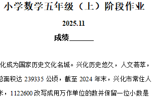 2025-2026学年江苏省泰州市兴化市苏教版五年级上册期中测试数学试卷（含解析）
